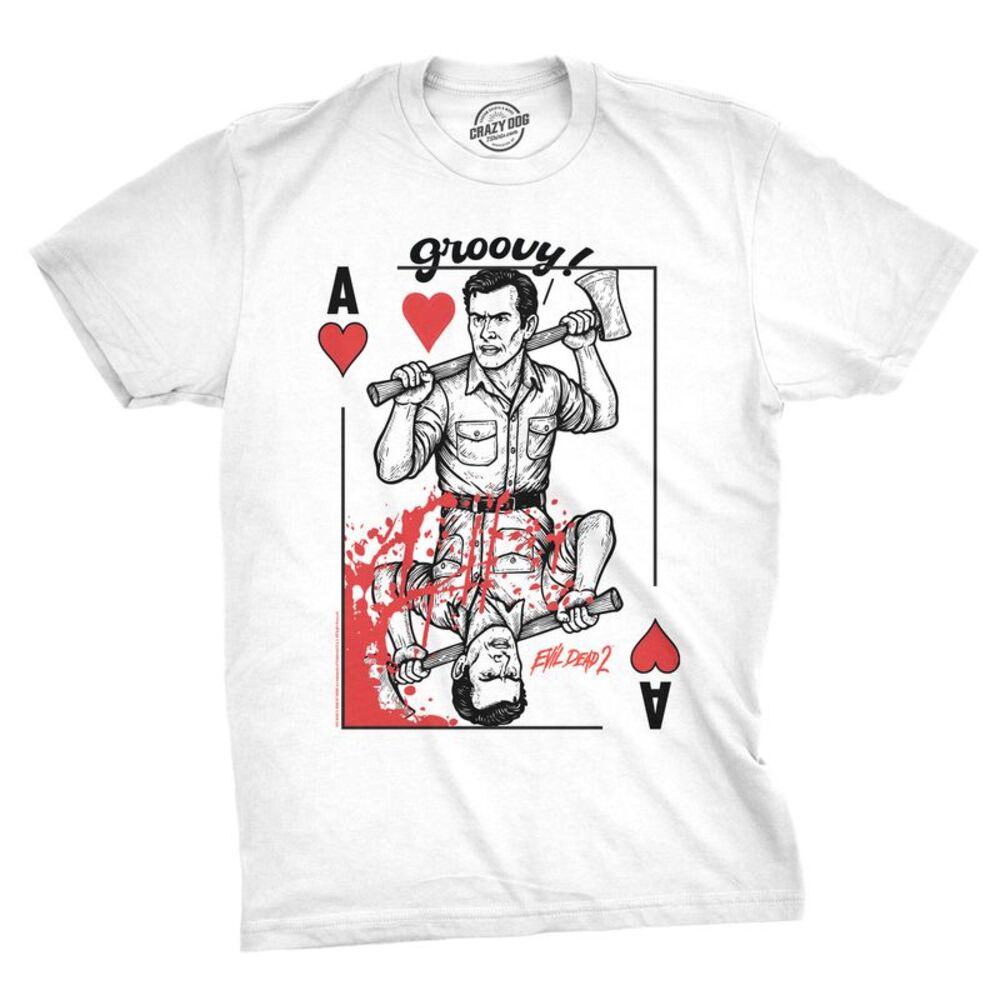 Mens Funny T Shirts Ash Playing Card Evil Dead Movie Tee For Men